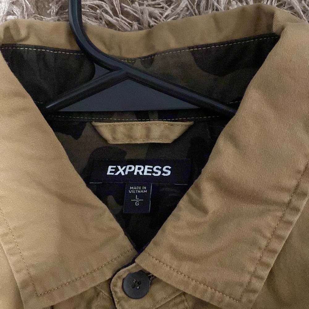 Express Large Tan Button Down Shirt - image 2